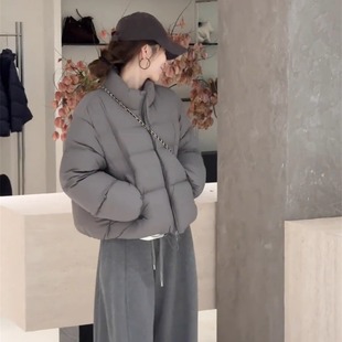 白鸭绒羽绒服女短款冬季2025新款宽松加厚高级感小个子面包服外套