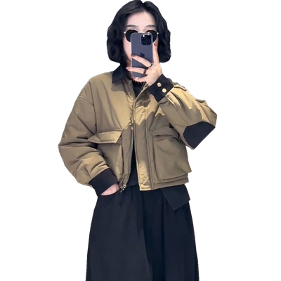 欧货加棉外套女短款小个子棉衣