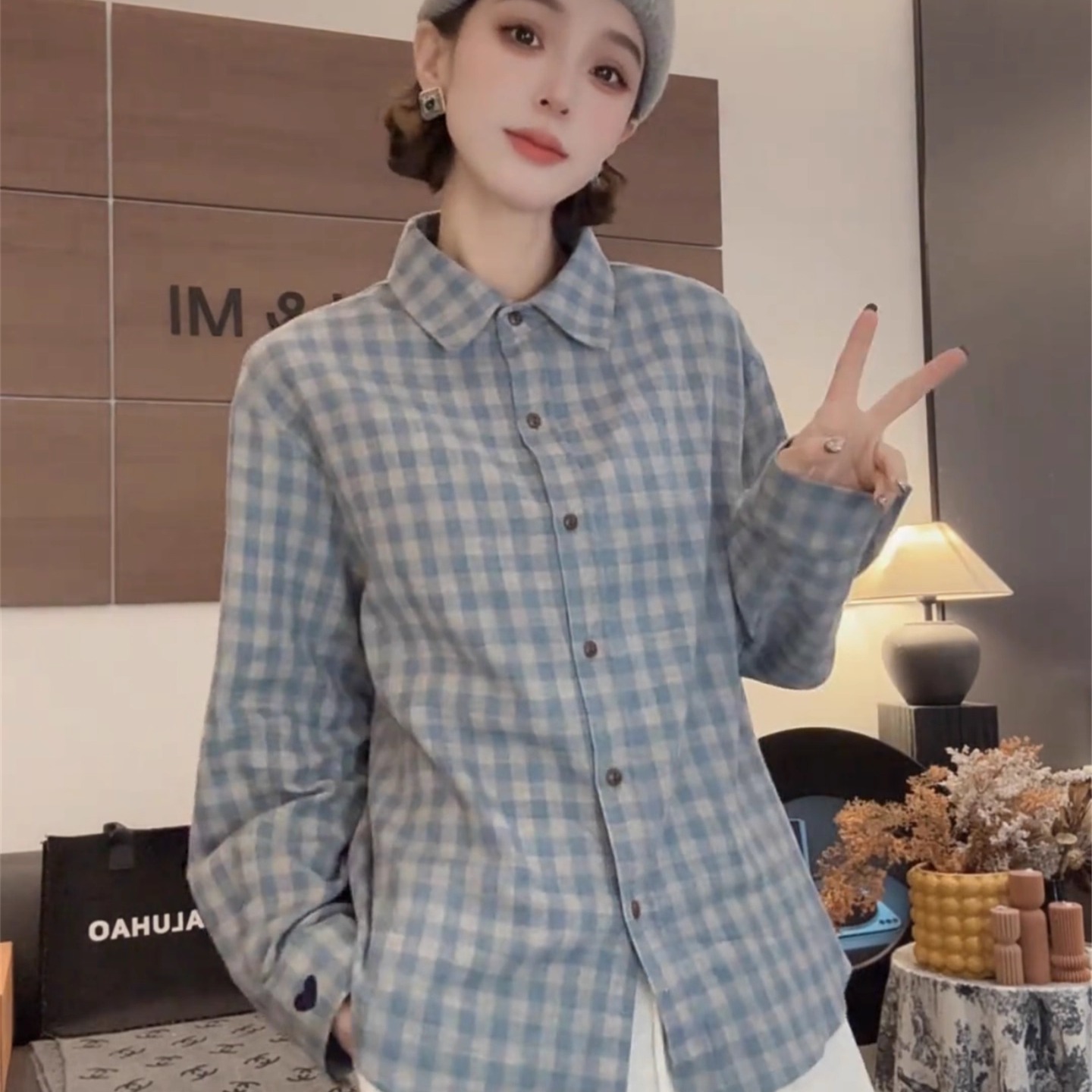格子衬衫女冬季新款2025内搭叠穿
