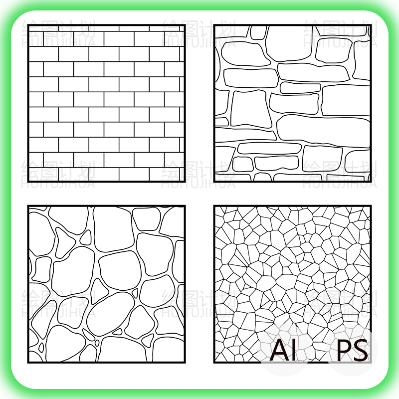 建筑材料纹理psd线稿贴图 室内铺装墙面砖木纹石材ai素材