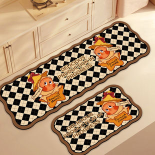 星星人可爱卡通软硅藻泥厨房地垫吸水防滑长条大小块厨房地毯脚垫