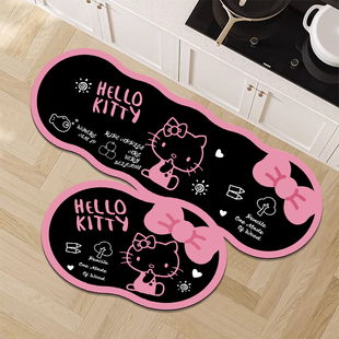 卡通猫咪厨房地垫高级感硅藻泥吸水长条防滑脚垫家用耐脏门口地毯
