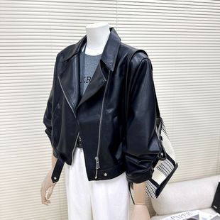 海宁小皮衣外套女2025秋冬新款时尚气质宽松休闲短款机车风皮夹克