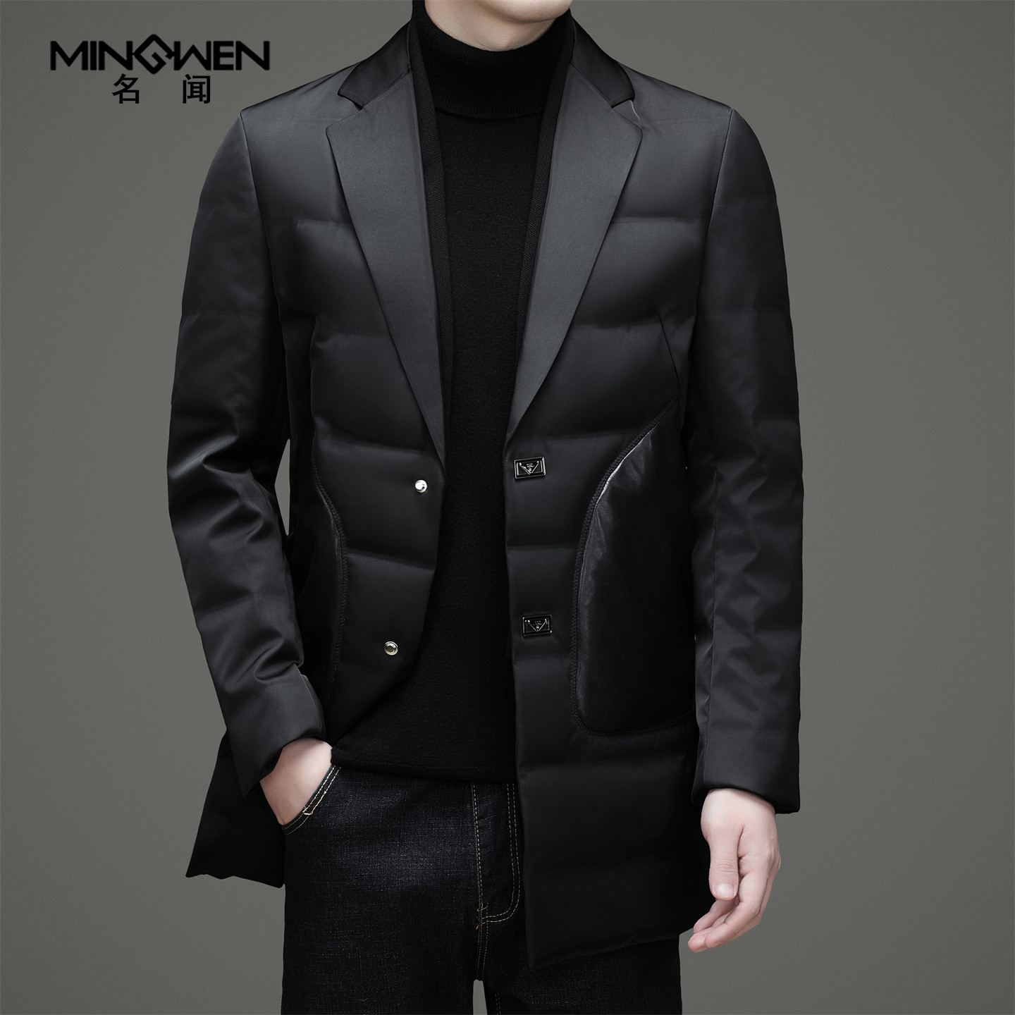 中长款西装领鹅绒羽绒服