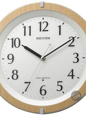 日本代购RHYTHM丽声白色LED挂钟静音连续秒针 8MY561SR