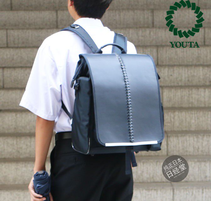 YOUTA防水皮面学生书包日系包