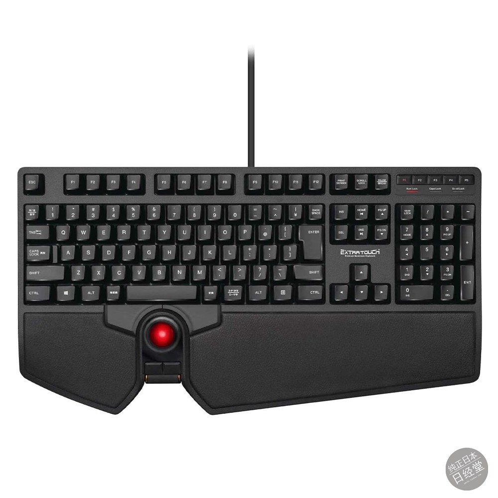 ELECOM/宜丽客 TK-TB01UMBK 日语布局有线键盘 内置光学轨迹球