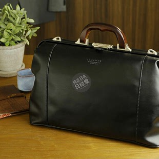日本代购 BRELIOUS 豊岡日本制 男款 商务休闲皮质木把手单肩挎包