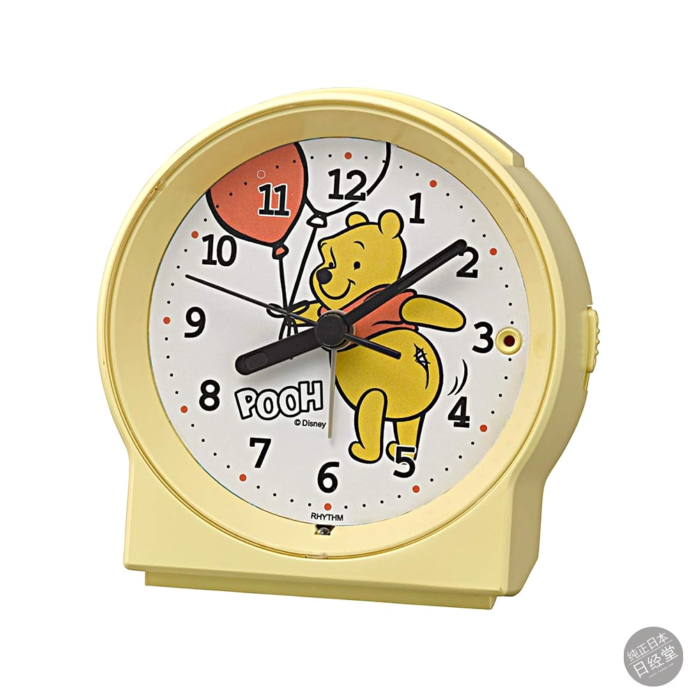 日本代购 RHYTHM丽声卡通儿童闹钟闹表维尼熊HelloKitty扫描静音