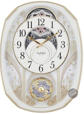 日本代购丽声RHYTHM钟表客厅电波音乐精致挂钟白色4MN551RH03