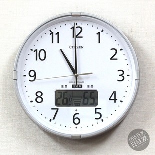 日本代购CITIZEN西铁城挂钟Φ27.5cm高精度温湿度4FY621电波校时
