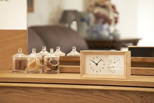 日本直邮代购 Lemnos FRAME房间钟表 温湿度计 座钟 实木台钟