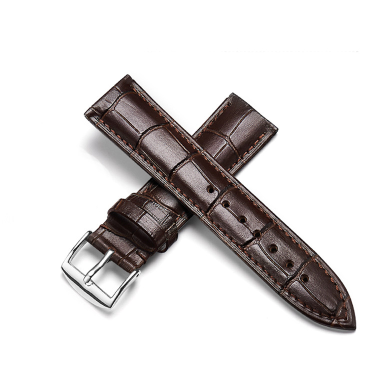 正品品牌皮表带配件牛皮表带黑色棕色平直接口真皮腕表配件包邮