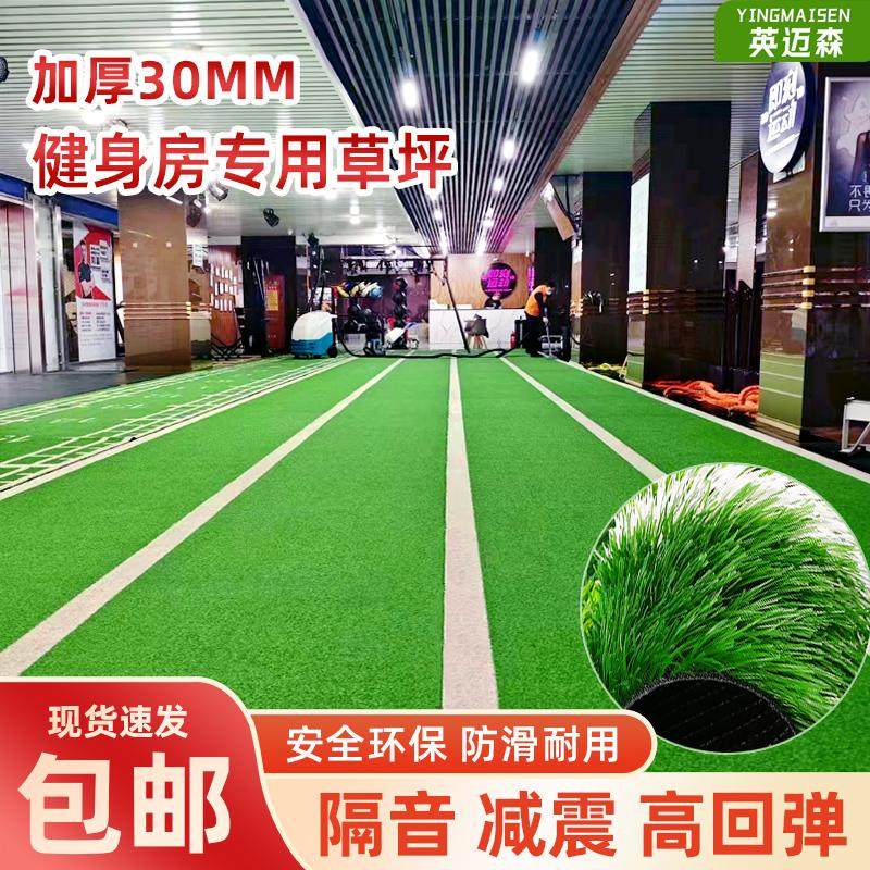 健身房专用仿真草坪地毯塑料假草皮定制室内私教体能训练绿色地垫