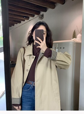 单排扣小个子风衣2024新韩系女春秋季中长款娃娃领流行气质外套