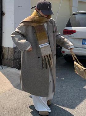 黑色双面羊绒大衣女中长款2024秋冬超好看高级感加厚毛呢外套女