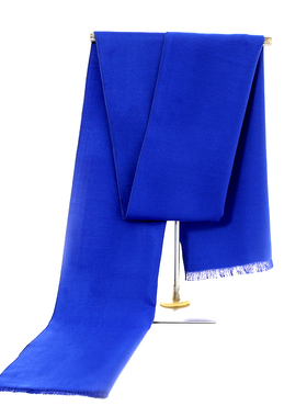 克莱因蓝仿羊绒围巾长款宝蓝色定制LOGO刺绣秋冬季加厚保暖纯色男