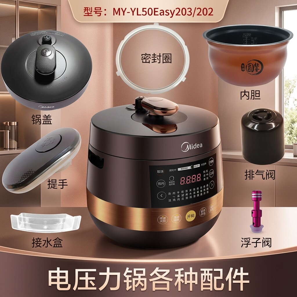 美的电压力锅锅盖/密封圈内胆图片