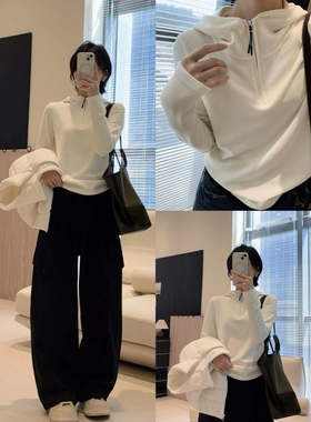 软糯如羊绒！连帽拉链打底绒衫，搭配马甲内搭外穿！混搭气质