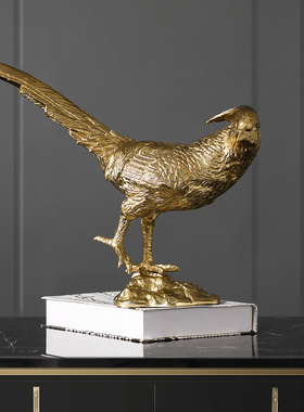 创意轻奢动c物黄铜小摆件客厅家居饰品北欧时尚桌面装饰摆设工艺