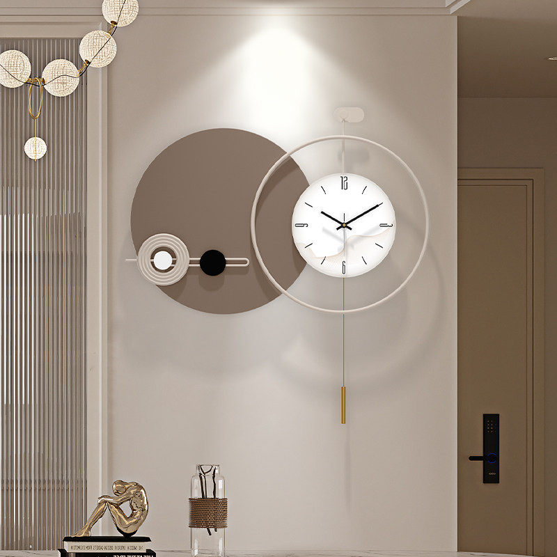 高档大气餐厅装饰画带钟表挂墙轻奢现代简约挂钟客厅家用时钟挂画