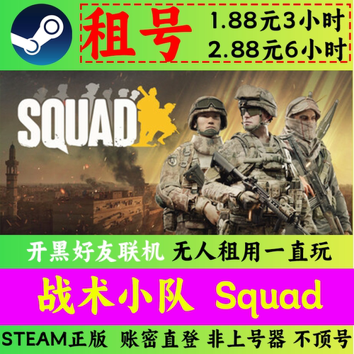 Squad战术小队 租号 【账密直登】非黑号不可科技 Steam正版联机