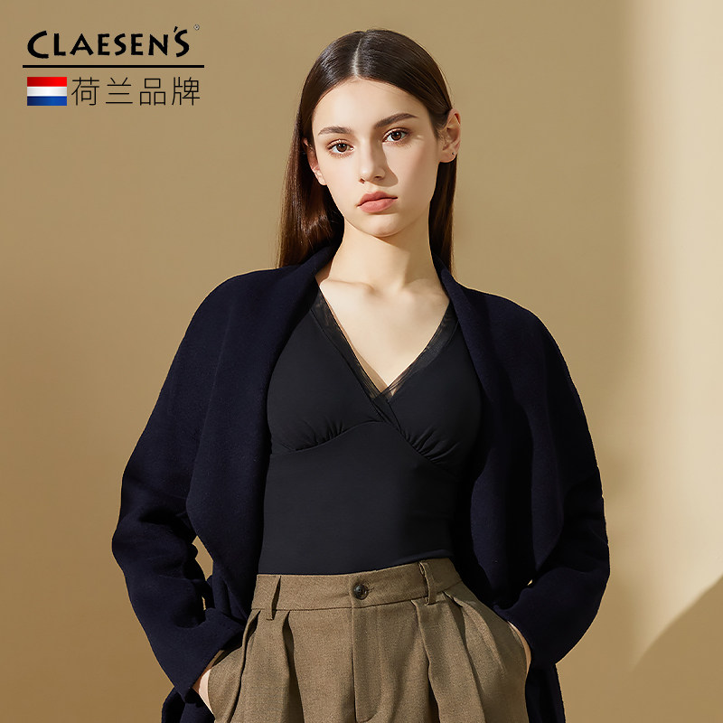 罩杯一体暖衣V领女士肌底衣