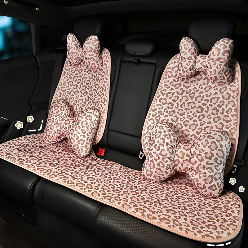 豹纹汽车坐垫夏季亚麻车载防滑透气座椅座垫四季通用座椅套