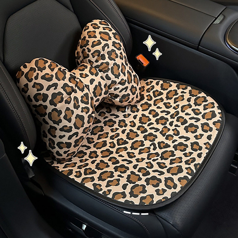 简约豹纹汽车坐垫高级感车用装饰座椅座垫夏季通用车内座椅套