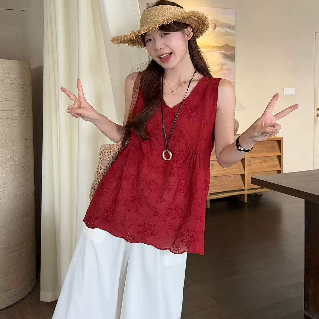 捡漏0612【娜娜福利】棉麻背心套装 跑单限购 元元JL