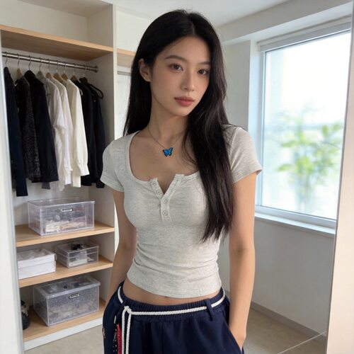 莫代尔美式复古正肩方领