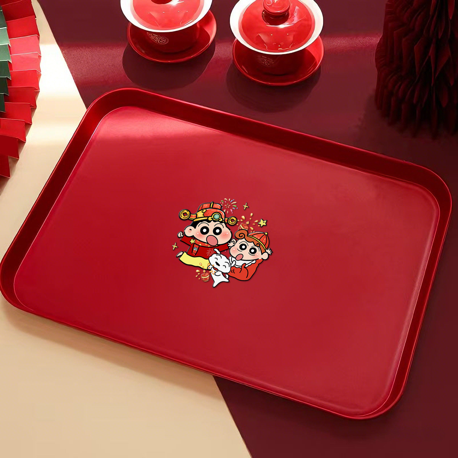 新年家用干果碟子红色喜庆糖果盘子客厅茶几干果零食盘过年水果盘,餐饮具,餐用托盘,淘宝优惠券,粉丝福利购,淘宝优惠卷