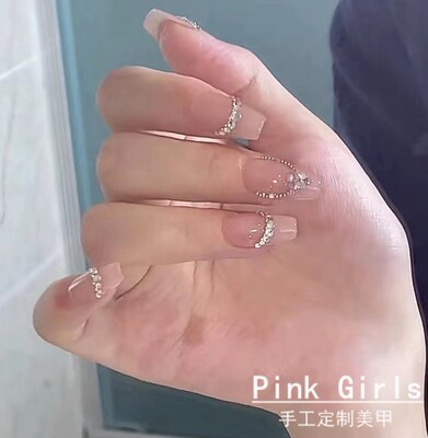 Pink Girls手工夏日施华洛世奇拼珠贴钻小红书爆款美甲贴片穿戴甲