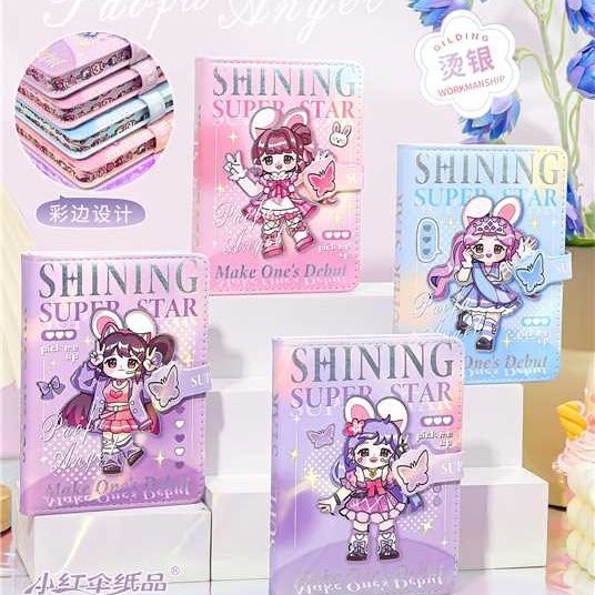 高颜值小红伞学生64k账本PU卡皮磁扣笔记本可爱本子ins彩页本6460