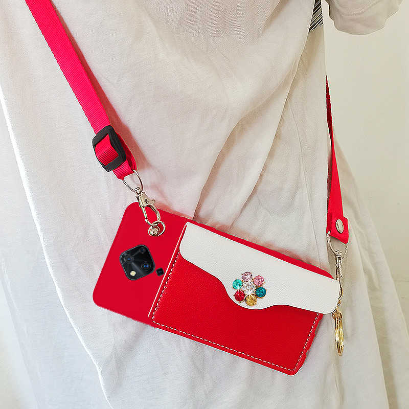 适用于vivos5手机壳V1932A斜跨背带零钱卡包壳挂绳s5保护套软壳钻