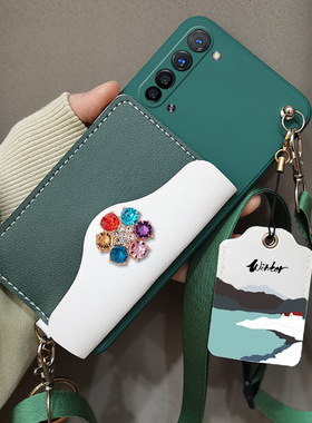适用于opporeno3手机壳reno3元气版手机套斜跨背带挂脖绳PDCM00软壳PDCT00零钱卡包壳5G保护壳套门禁卡包卡套
