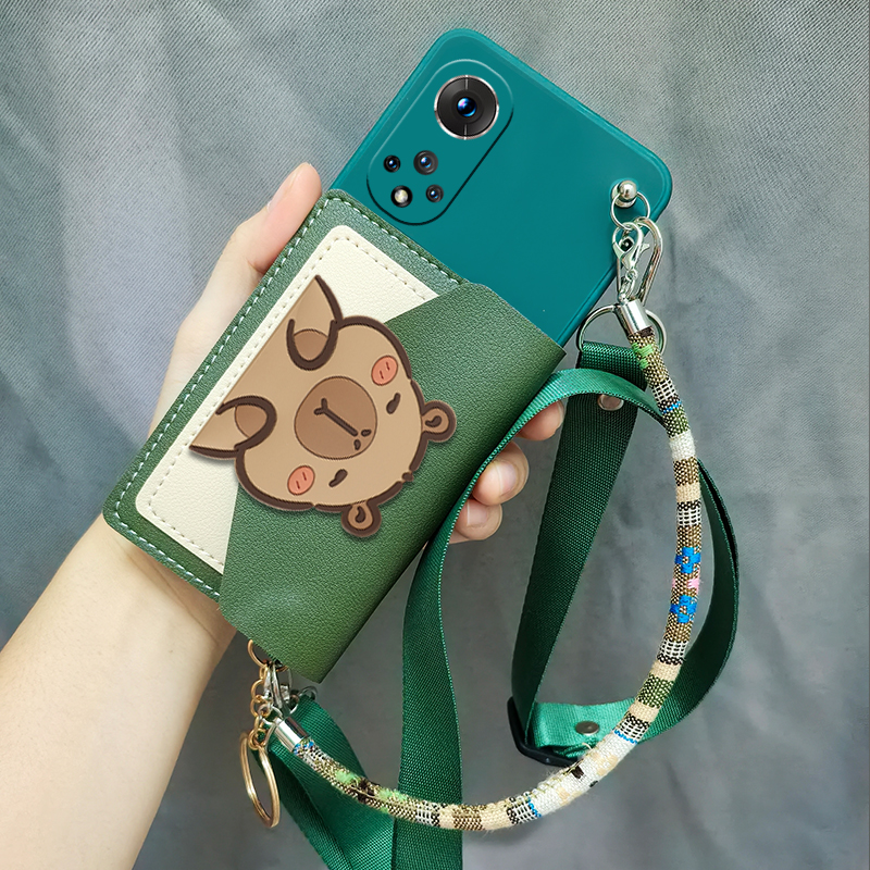 适用华为nova9手机壳nam-Al00双层零钱包卡包壳智选Hi nova9斜跨背带挂脖绳保护壳保护套手机套软壳手提绳