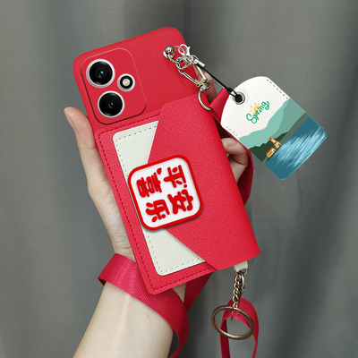 适用于华为荣耀400手机壳DNN-AN00双层零钱包卡包壳斜跨背挂绳软壳保护套保护壳门禁卡包卡套