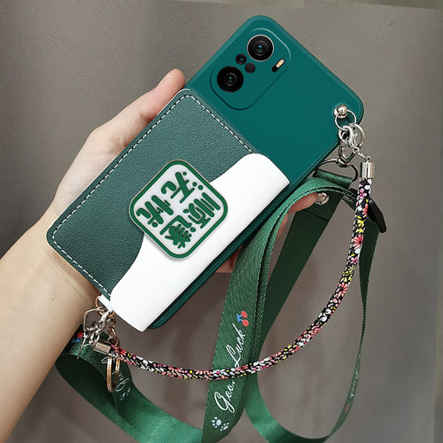 适用小米Redmi红米K40手机壳k40pro零钱卡包壳套M2012K11AC斜跨背带绳redmik40手机套