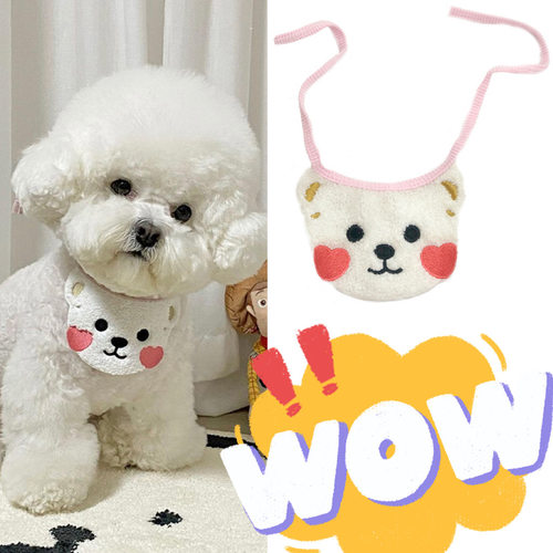 宠物围兜狗狗三角巾猫咪服饰猫饰品狗围嘴小熊口水巾跨境宠物用品