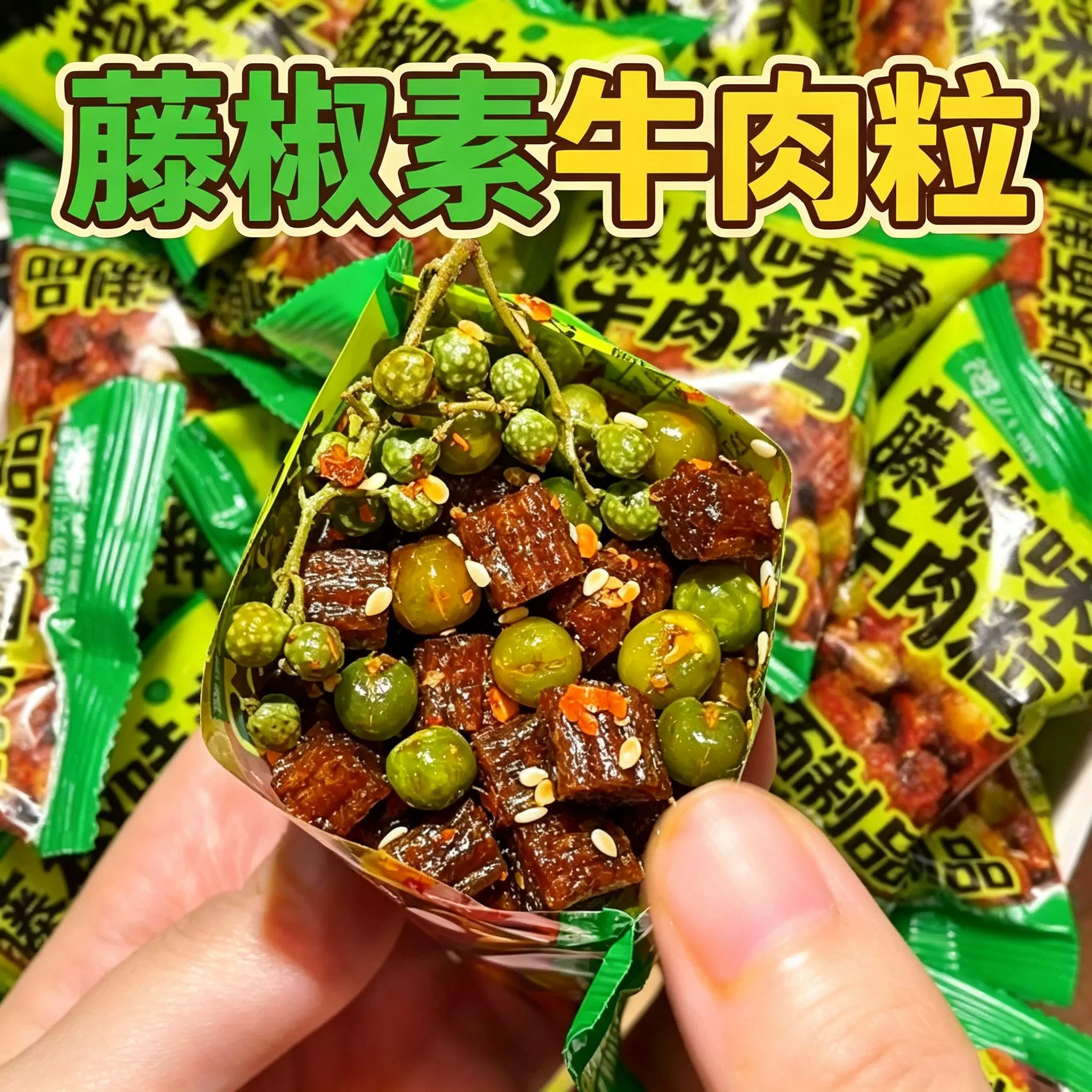 藤椒素牛肉粒麻辣辣条青豆辣丁湖南特产面制品零食小包装