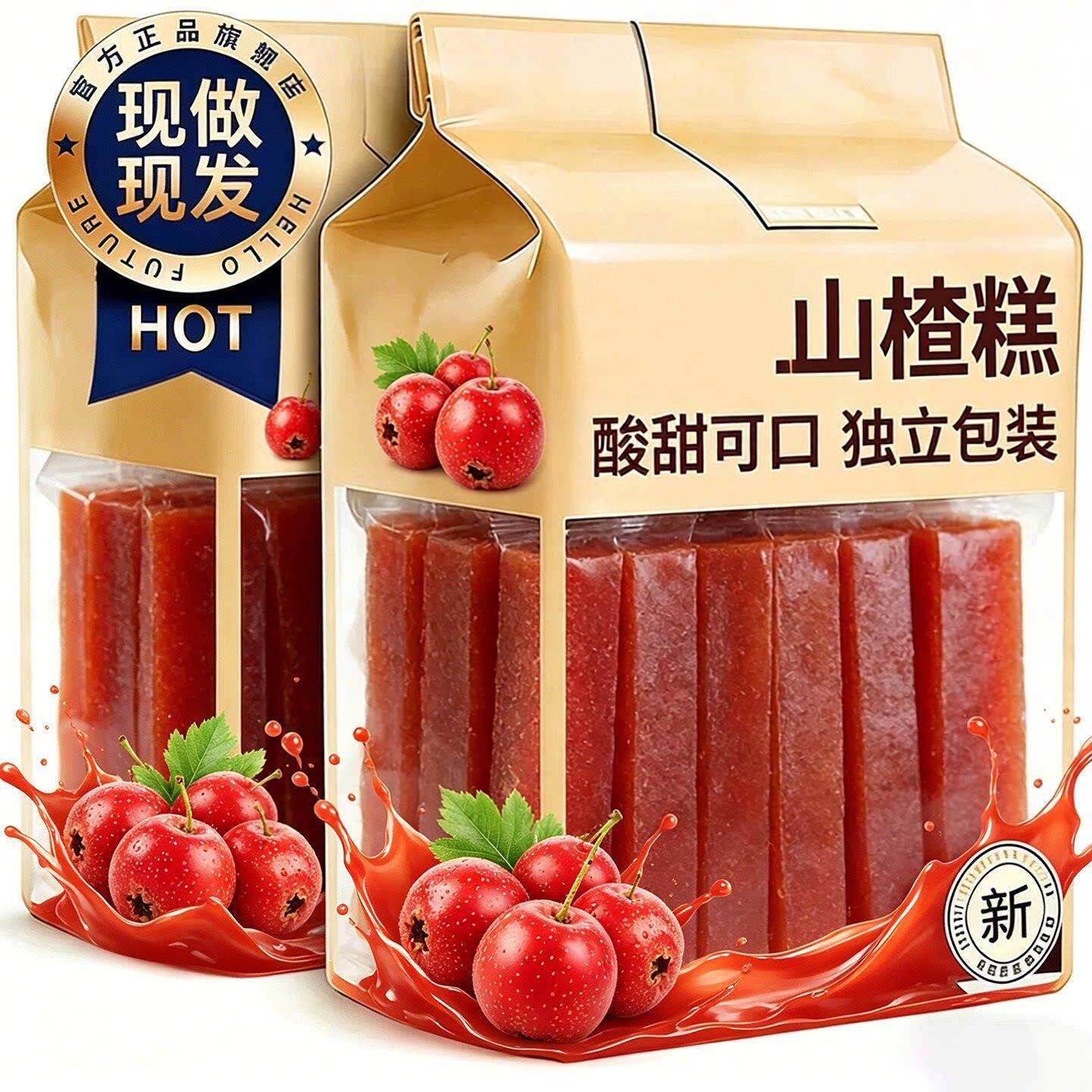 无加蔗糖0脂山楂条片糕果丹皮孕妇老年人零食木糖醇果脯