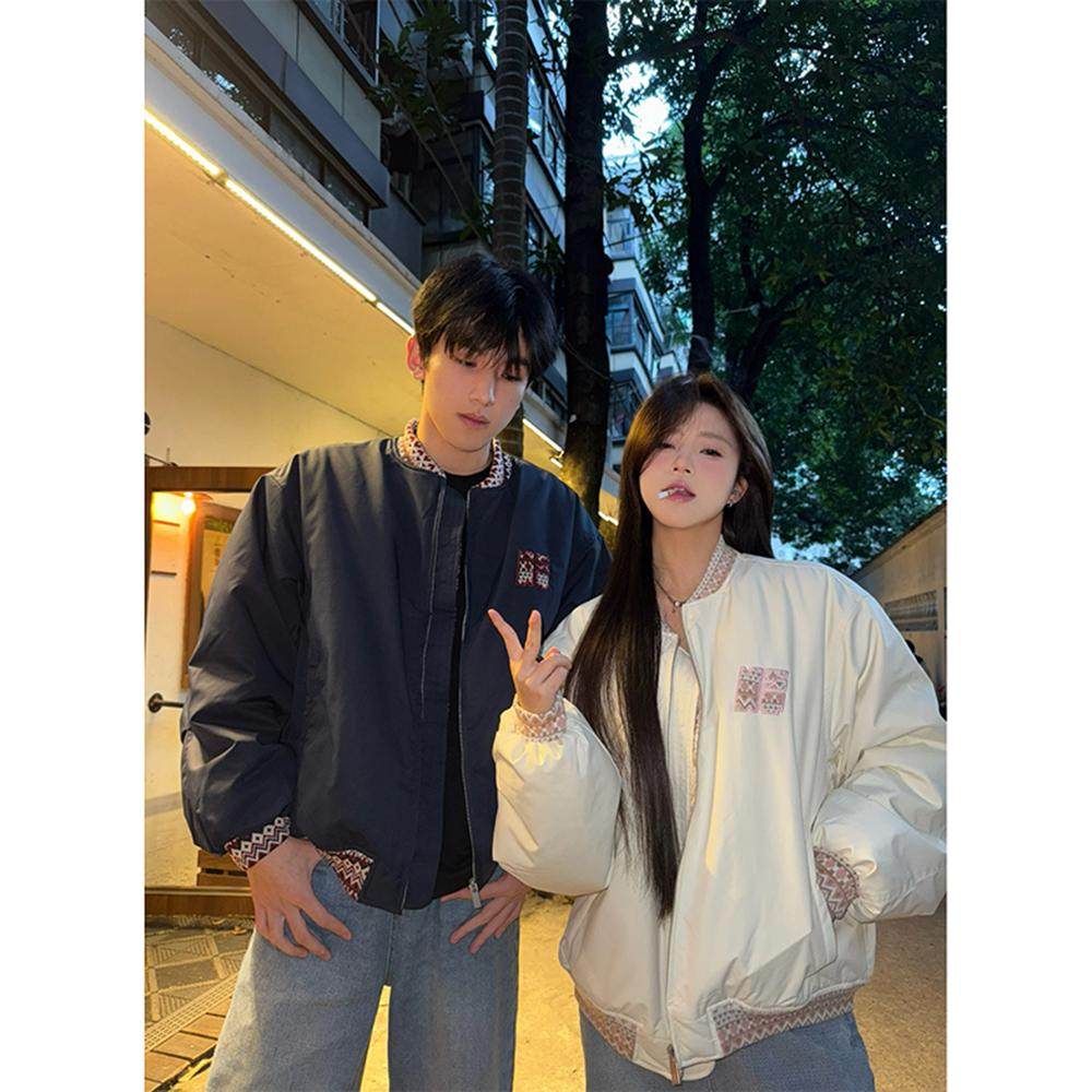 2025年提花夹克男女美式冬季复古新款设计棒球拼接宽松情侣棉服,女装/女士精品,棉衣/棉服,淘宝优惠券,粉丝福利购,淘宝优惠卷