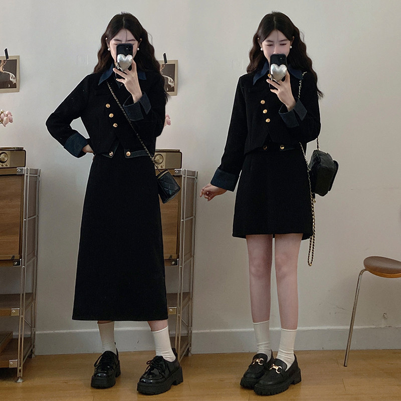 2025秋新款大码女装法式假两件小香风外套高腰半身裙两件套女,女装/女士精品,大码套装,淘宝优惠券,粉丝福利购,淘宝优惠卷