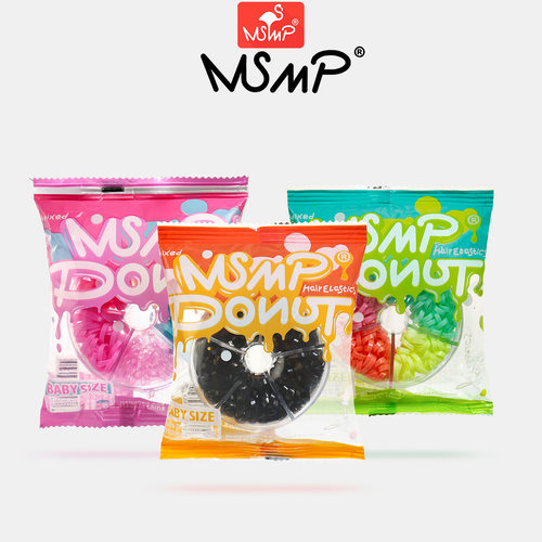 MSMP正品 一次性甜甜圈盒装创意儿童发饰可爱宝宝强拉不断橡皮筋 - 封面