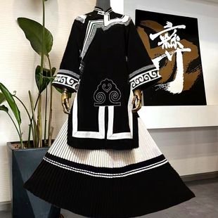 新款彝族服装女凉山彝女少数民族服饰云南高端棉麻少数民族全套装