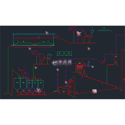 2500t/d熟料水泥生产线工艺流程图CDA图纸 总成图 包装图 水泥库