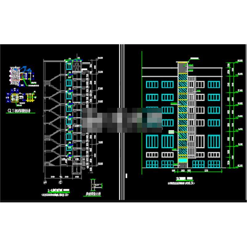 老旧小区多层住宅加装电梯施工图CAD图纸 立面图 基坑施工图 等