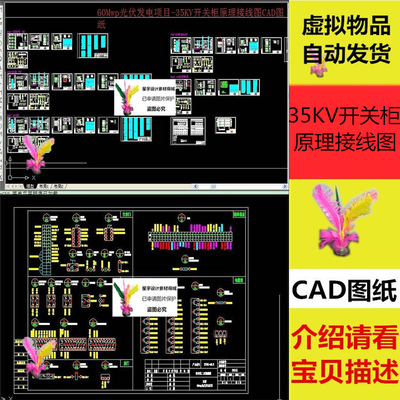 60Mwp光伏发电项目 35KV开关柜原理接线图CAD图纸