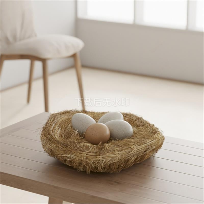 现代侘寂装饰品 摆件鸟蛋 鸟窝鸟巢 鸡蛋 器皿摆件草图大师SU模型